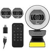 YEYIAN Streaming Camera Webcam with LED Color Light,Microphone,Remote Control,1440P QHD,Auto Focu...